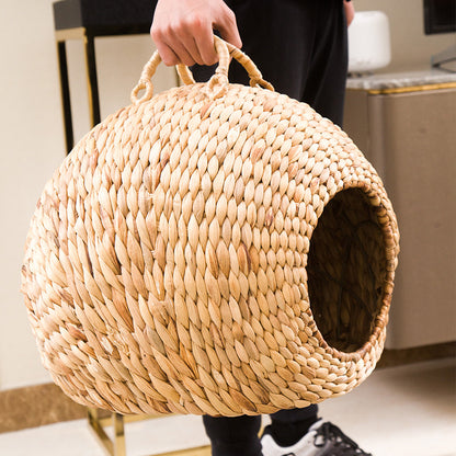 職人手作り 蒲の猫ベッド｜日本未入荷の自然風デザイン